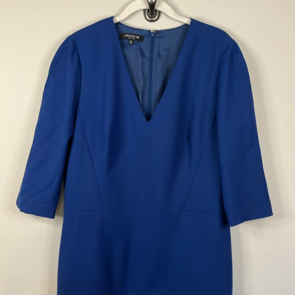 Lafayette 148 New York Cobalt Blue V-Neck Sheath Dress